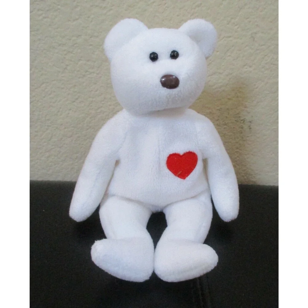 Ty Beanie Baby Valentino The White Bear With Red Heart on Chest NO HANG TAG